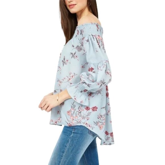 ❤️🆕 BLUE floral Blouse size small - Picture 1 of 3